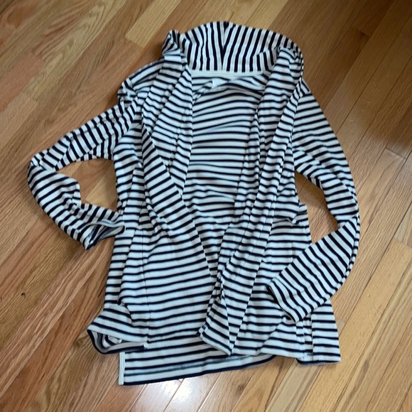 Lou & Grey LOFT NWOT❗️Striped Conscious Cotton Pocket Open Cardigan - Picture 2 of 7